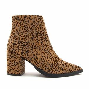 Camel Black Leopard Bootie